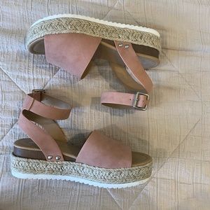 blush platform sandals